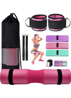 Captaintech 9-Piece Gym Equipment Accessories for Squats, Hip thrusts Lunges Leg Days 2 Gym Ankle Straps 3 Hip Resistance Bands Barbell Pads and Tote Bags  - Image 1