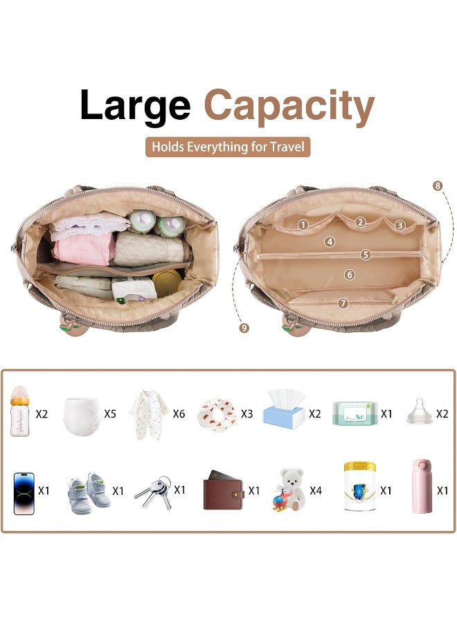 KUBYA Diaper Bag Tote, Baby Diaper Tote Bags Crossbody Hospital Bag Travel Large Mommy Bag, with Silicone Pacifier Case - Image 2