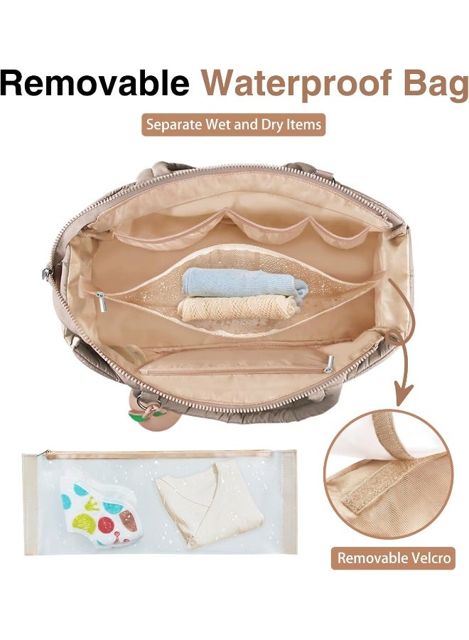KUBYA Diaper Bag Tote, Baby Diaper Tote Bags Crossbody Hospital Bag Travel Large Mommy Bag, with Silicone Pacifier Case - Image 3