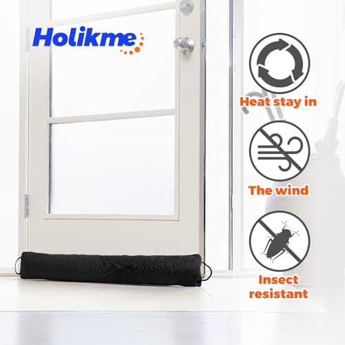 Holikme Weighted Door Draft Stopper 36 inch, Heavy Duty Under Door Draft Blocker Bottom Door Seal Noise and Air, Door Draft Control Supplies Saving Energy, Black - Image 3