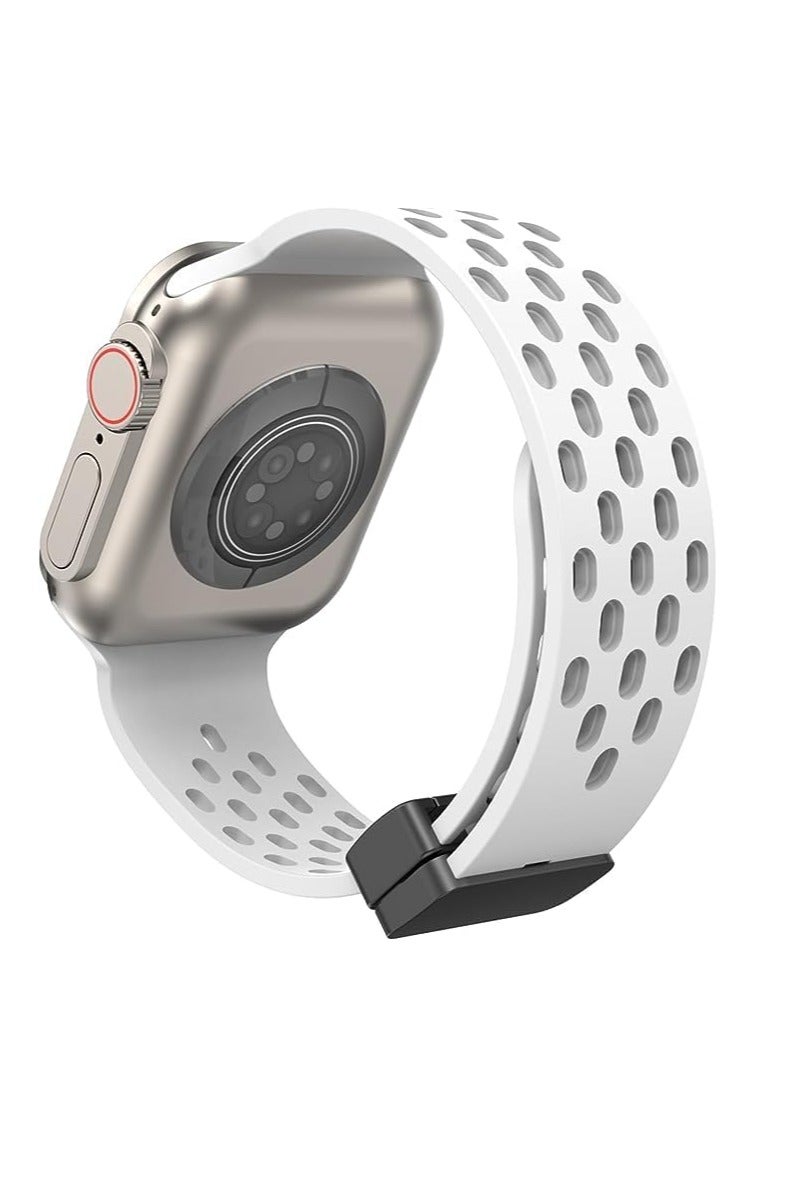 Compatible with Apple Watch Band 49mm 45mm 44mm 42mm, Breathable Soft Silicone Sport Strap with Magnetic Clasp for Women Men, Series SE/8/7/6/5/4/3/2/1/Ultra - Image 1