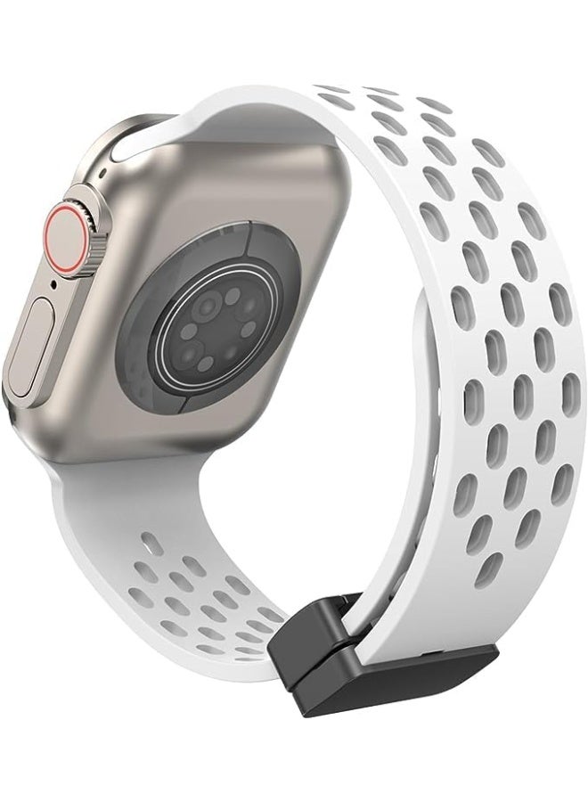 Compatible with Apple Watch Band 49mm 45mm 44mm 42mm, Breathable Soft Silicone Sport Strap with Magnetic Clasp for Women Men, Series SE/8/7/6/5/4/3/2/1/Ultra - Image 2