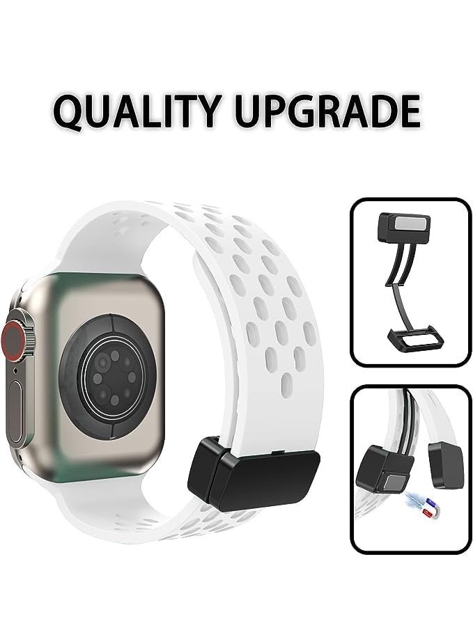 Compatible with Apple Watch Band 49mm 45mm 44mm 42mm, Breathable Soft Silicone Sport Strap with Magnetic Clasp for Women Men, Series SE/8/7/6/5/4/3/2/1/Ultra - Image 5