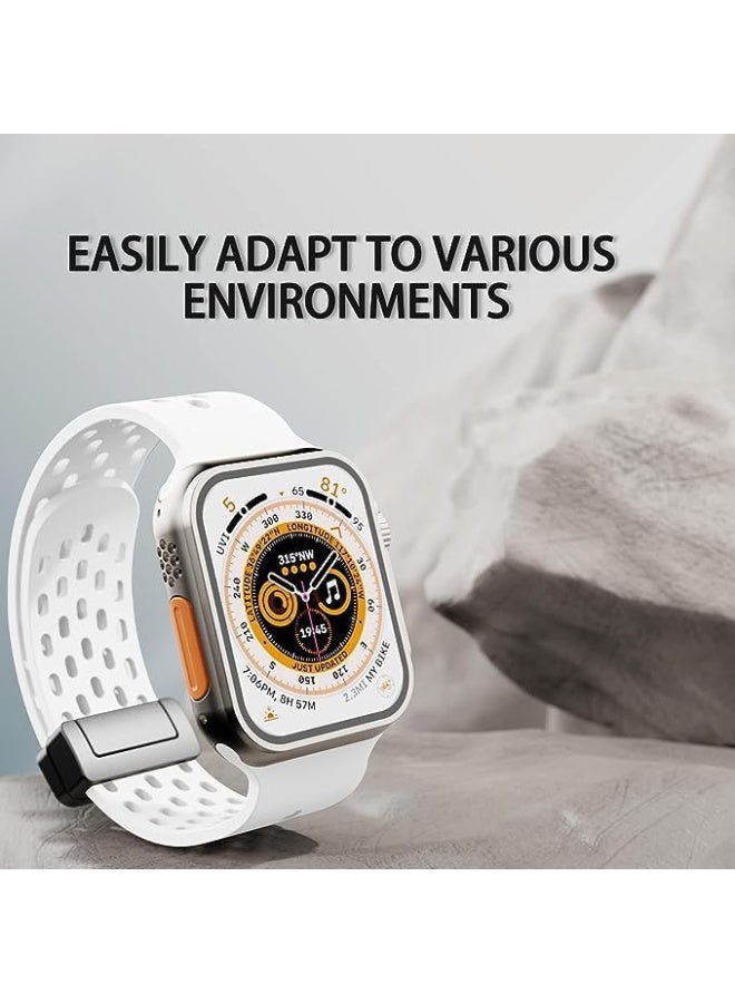 Compatible with Apple Watch Band 49mm 45mm 44mm 42mm, Breathable Soft Silicone Sport Strap with Magnetic Clasp for Women Men, Series SE/8/7/6/5/4/3/2/1/Ultra - Image 4