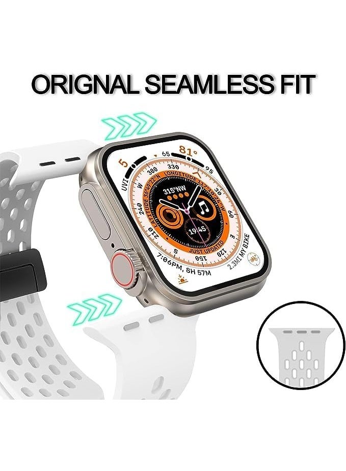 Compatible with Apple Watch Band 49mm 45mm 44mm 42mm, Breathable Soft Silicone Sport Strap with Magnetic Clasp for Women Men, Series SE/8/7/6/5/4/3/2/1/Ultra - Image 3