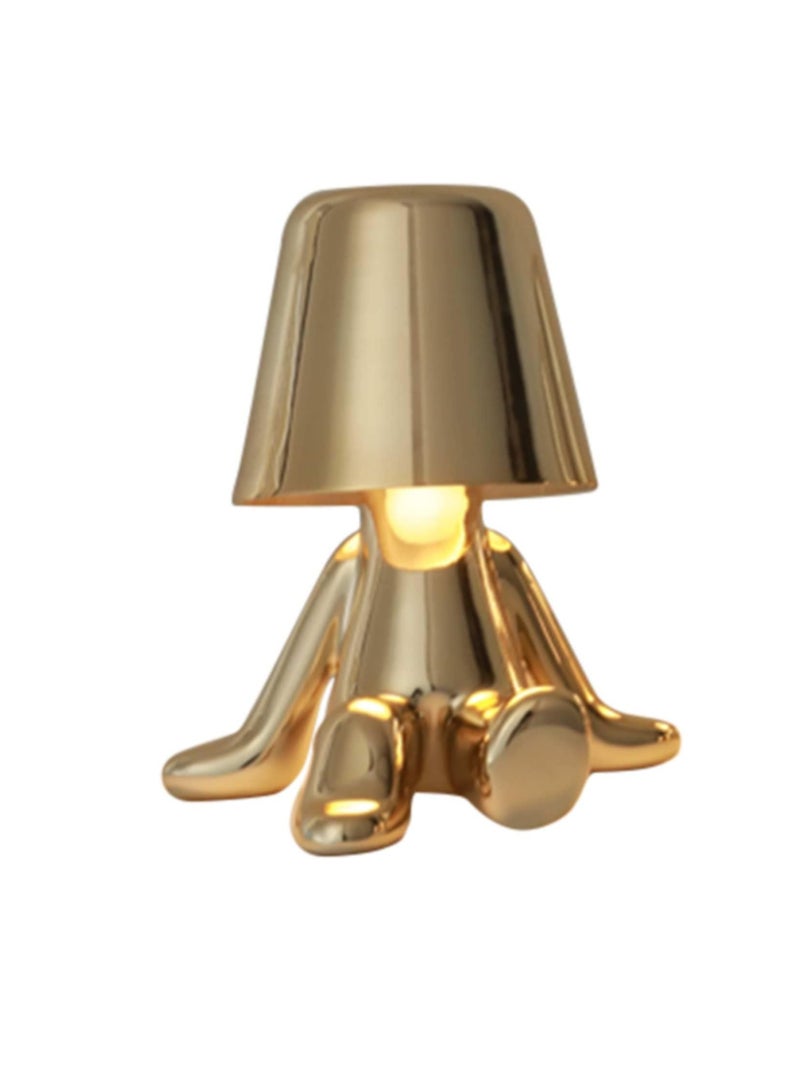 عام السرير تعمل باللمس وحدة التحكم مصباح ، الذهب المفكر الزخرفية تمثال ليد مصباح مكتبي مع واجهة أوسب ، ثلاث سرعات يعتم ضوء الليل الحديثة ، مصباح السرير مناسبة للمنزل غرفة المعيشة ، مكتب ، رف الكتب الديكور - Image 1