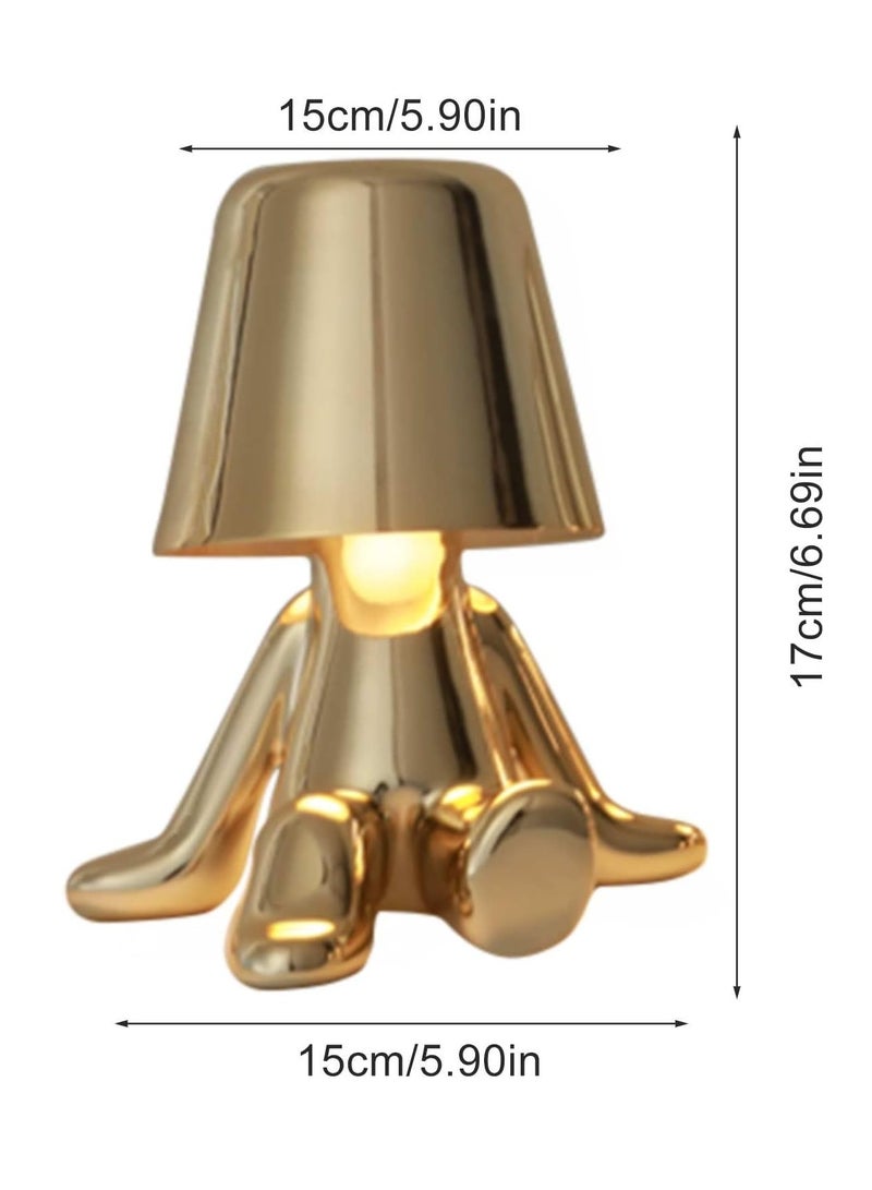 عام السرير تعمل باللمس وحدة التحكم مصباح ، الذهب المفكر الزخرفية تمثال ليد مصباح مكتبي مع واجهة أوسب ، ثلاث سرعات يعتم ضوء الليل الحديثة ، مصباح السرير مناسبة للمنزل غرفة المعيشة ، مكتب ، رف الكتب الديكور - Image 2