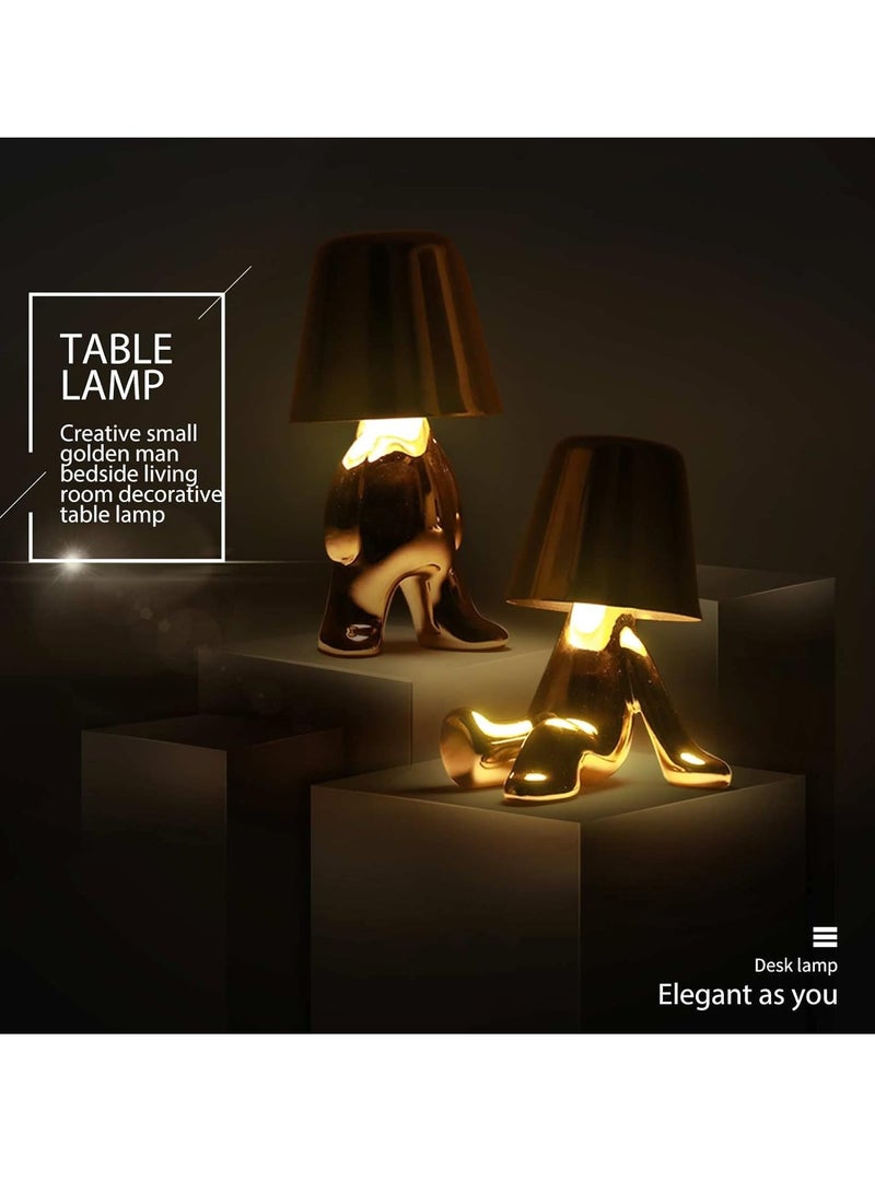 عام السرير تعمل باللمس وحدة التحكم مصباح ، الذهب المفكر الزخرفية تمثال ليد مصباح مكتبي مع واجهة أوسب ، ثلاث سرعات يعتم ضوء الليل الحديثة ، مصباح السرير مناسبة للمنزل غرفة المعيشة ، مكتب ، رف الكتب الديكور - Image 3
