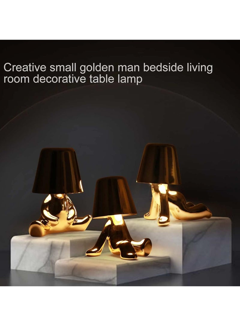 عام السرير تعمل باللمس وحدة التحكم مصباح ، الذهب المفكر الزخرفية تمثال ليد مصباح مكتبي مع واجهة أوسب ، ثلاث سرعات يعتم ضوء الليل الحديثة ، مصباح السرير مناسبة للمنزل غرفة المعيشة ، مكتب ، رف الكتب الديكور - Image 4