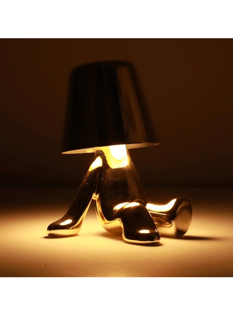 عام السرير تعمل باللمس وحدة التحكم مصباح ، الذهب المفكر الزخرفية تمثال ليد مصباح مكتبي مع واجهة أوسب ، ثلاث سرعات يعتم ضوء الليل الحديثة ، مصباح السرير مناسبة للمنزل غرفة المعيشة ، مكتب ، رف الكتب الديكور - Image 5