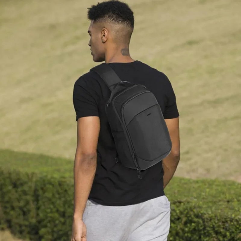 OZUKO Waterproof Minimalist Sling Crossbody Chest Bag for Men, Lightweight Hiking Travel and Daily Commute Bag, Black, 9731 - Image 2