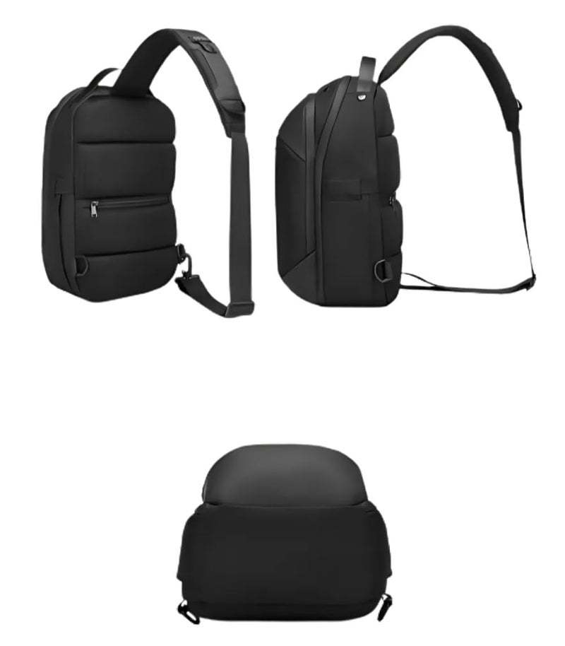 OZUKO Waterproof Minimalist Sling Crossbody Chest Bag for Men, Lightweight Hiking Travel and Daily Commute Bag, Black, 9731 - Image 4