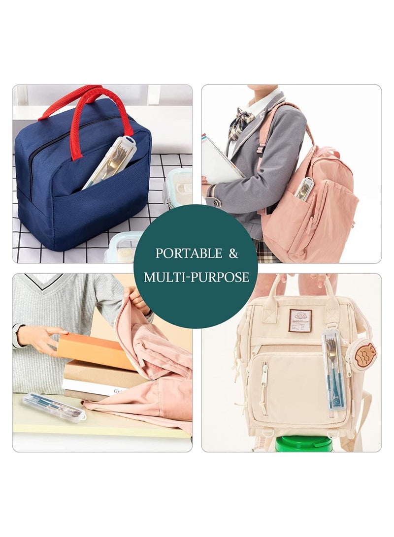 Y&D Portable Utensil Set 18/8 Stainless Steel Flatware 4pcs Travel Camping Fork Spoon Chopsticks with Case Cute Pocket Utensils for Lunch Picnic - Image 5