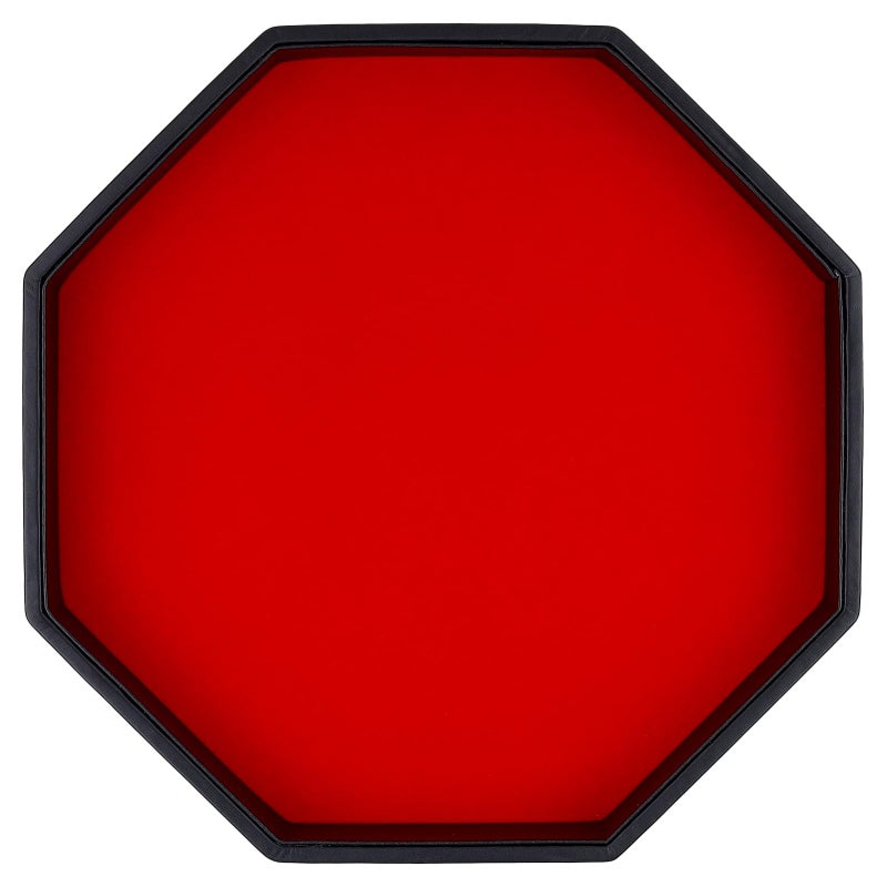 RERIVER Dice Rolling Tray Felt Lined PU Leather Octagon Dice Tray for Dungeon Crawler Games Red - Image 1