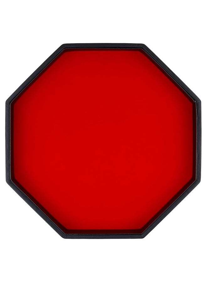 RERIVER Dice Rolling Tray Felt Lined PU Leather Octagon Dice Tray for Dungeon Crawler Games Red - Image 2