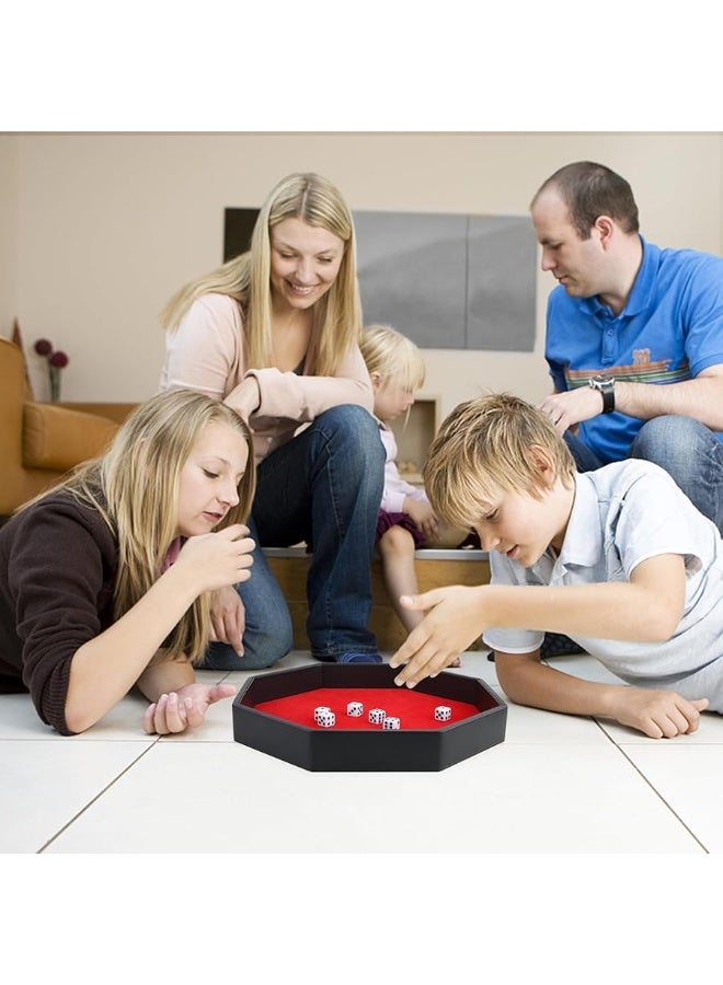 RERIVER Dice Rolling Tray Felt Lined PU Leather Octagon Dice Tray for Dungeon Crawler Games Red - Image 3