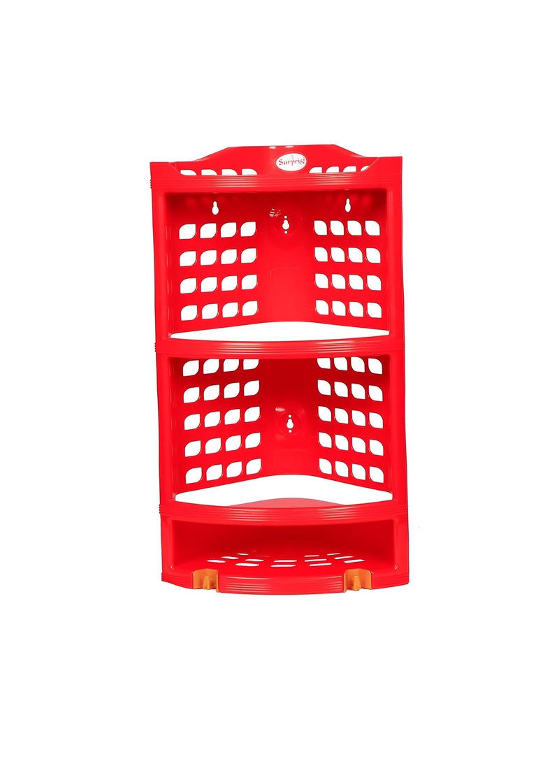 SURPRISE - Surprise® Multi Purpose Plastic Corner Rack – Stylish Storage Shelf for Kitchen/Living Room/Bathroom RED - Image 1