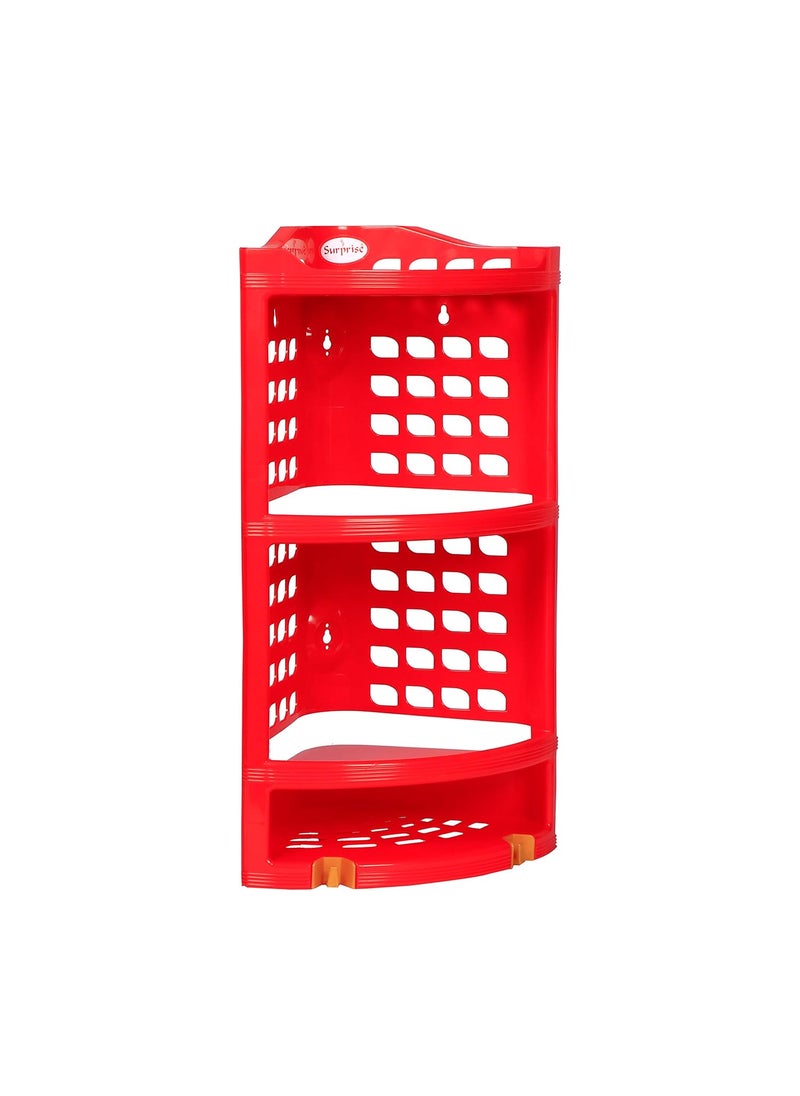 SURPRISE - Surprise® Multi Purpose Plastic Corner Rack – Stylish Storage Shelf for Kitchen/Living Room/Bathroom RED - Image 1