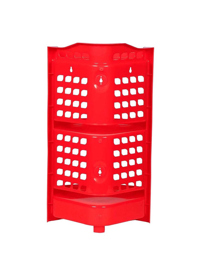 SURPRISE - Surprise® Multi Purpose Plastic Corner Rack – Stylish Storage Shelf for Kitchen/Living Room/Bathroom RED - Image 1