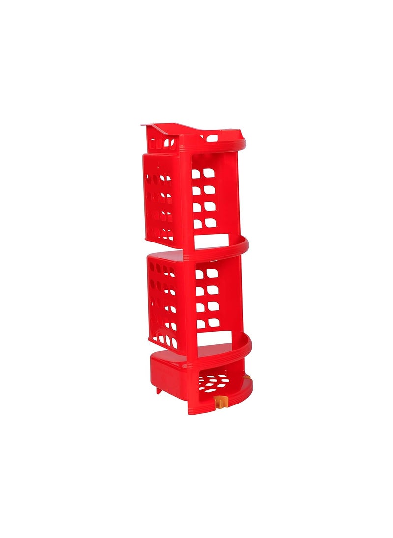 SURPRISE - Surprise® Multi Purpose Plastic Corner Rack – Stylish Storage Shelf for Kitchen/Living Room/Bathroom RED - Image 1