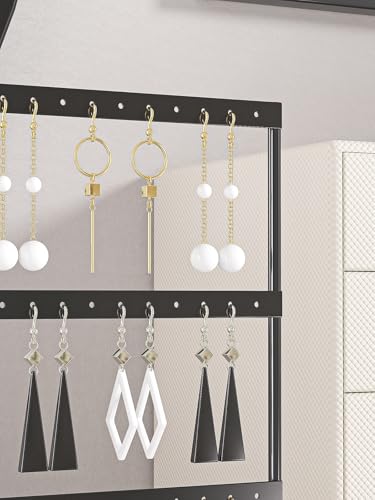 Ausalivan Earring Holder Organizer,Pierced Large Earrings Display Stand For Selling,Small Stud Earring Organizer Rack,Hoop Earring Storage Hanger Tree (Black, 3 tier) - Image 5