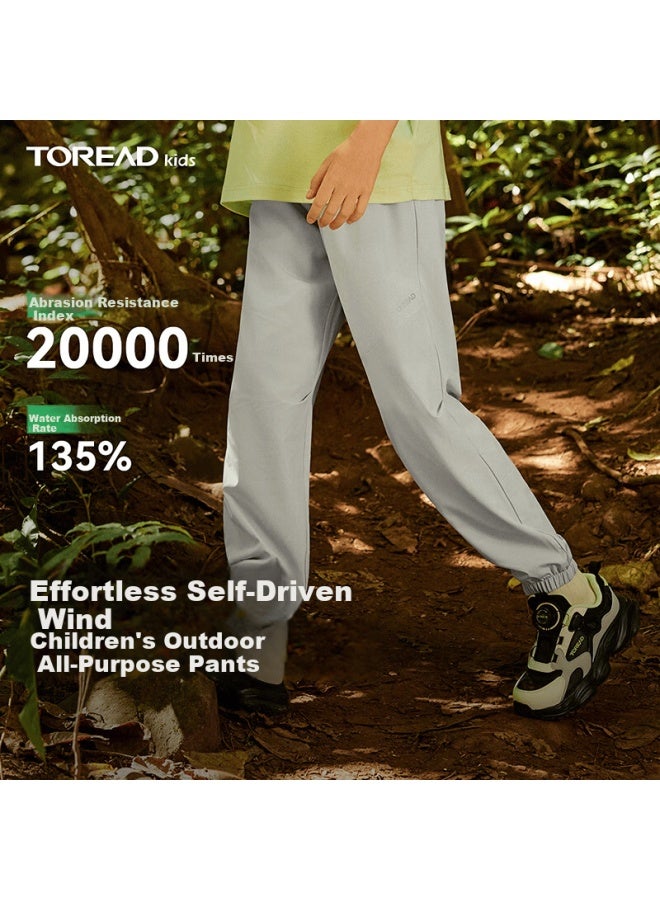 Toread Kids Pants Boys Girls Spring Summer High Elastic Breathable Sports Trousers Cloud Gray 150