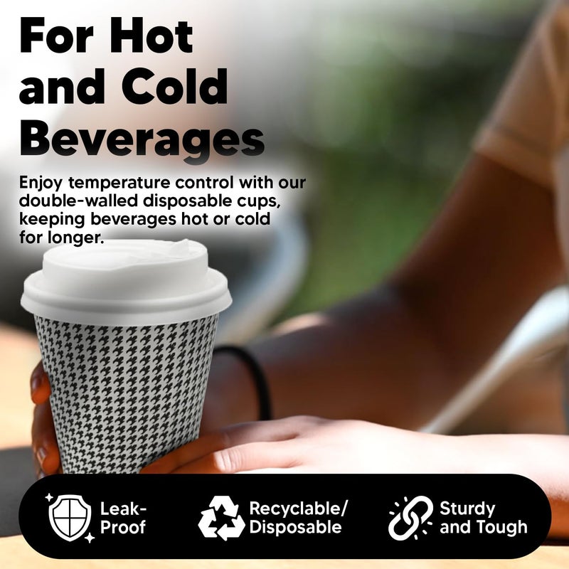 TOPtoper 350 Pack 8 oz Insulated Disposable Coffee Cups with Lids, Double Wall Corrugated Paper Hot Cups Bulk To Go Disposable Cups for Hot Beverage or Cold Drinks Ideal for Cafes - Image 5