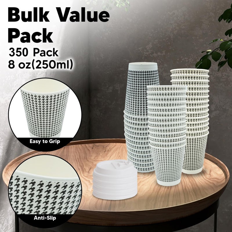 TOPtoper 350 Pack 8 oz Insulated Disposable Coffee Cups with Lids, Double Wall Corrugated Paper Hot Cups Bulk To Go Disposable Cups for Hot Beverage or Cold Drinks Ideal for Cafes - Image 3