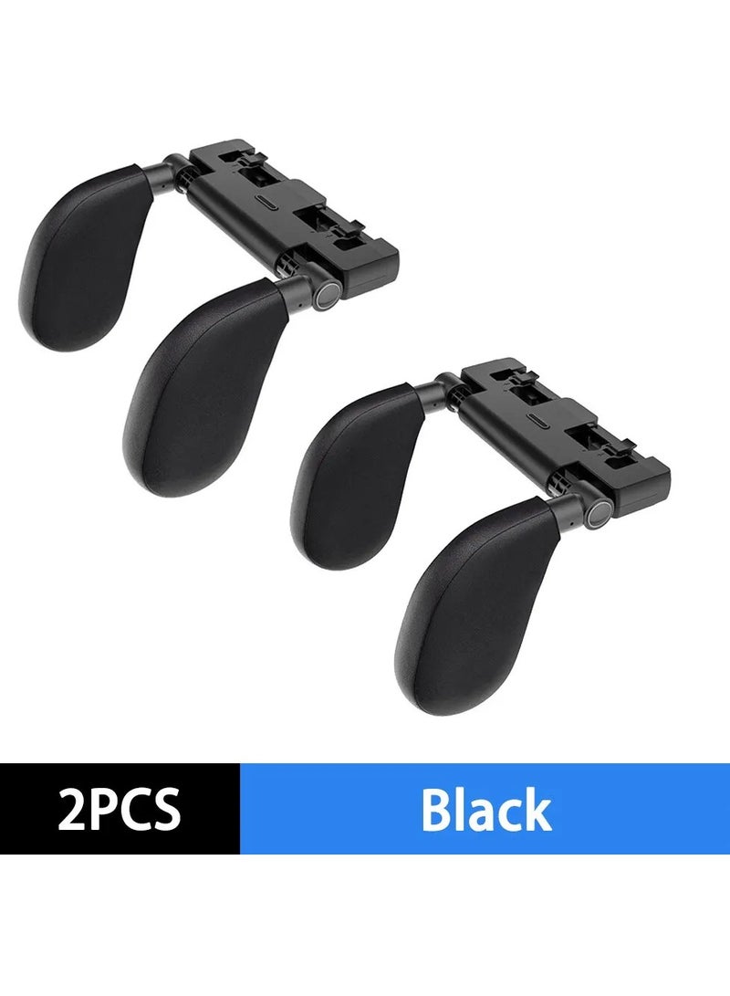 AROAQ Car Seat Headrest Pillow, Travel Rest Sleeping Headrest Support, Adjustable Angle Car Headrest Pillow With Hook, Comfortable Car Seat U Shaped Headrest Support For Kids Adults, (2pcs, Leather Black) - Image 1