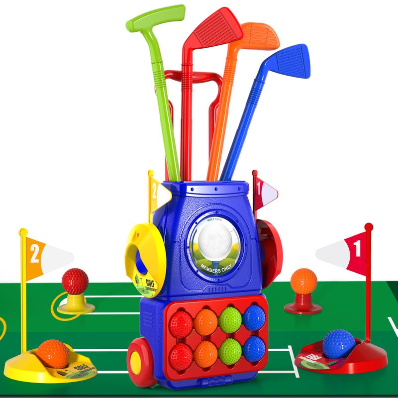 Bennol Toddler Golf Set Toys for Kids Upgraded Kids Golf Cart Toys Sets with 4 Golf Sticks 8 Balls and 1 Mat Indoor  Outdoor Golf Toys for 3 4 5 6 Year Old Boys Girls Toddlers - Image 2