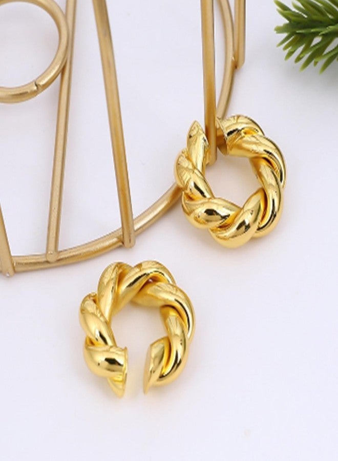 Novearring أقراط ذهبية على شكل أساور أذن للنساء، أقراط ملتوية بدون ثقب، أقراط حلقية ملتوية، هدايا مجوهرات - Image 3