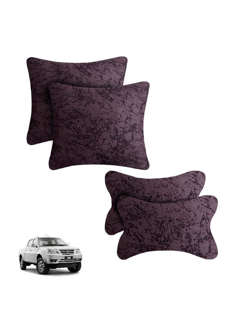 Adroitz Adroitz Velvet Brown Car Cushion Neck Back Rest Pillow for All Car Set of 4 _Ak162  - Image 1