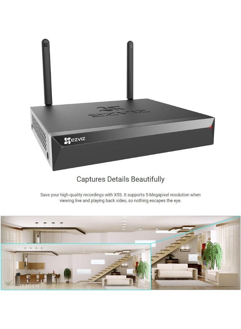 إيزفيز CS-X5S-4W مسجلات الفيديو الشبكية اللاسلكية مع مخرجات HDMI و VGA، نطاق الواي فاي يصل إلى 300 قدم (100 م)، يدعم كاميرات بدقة 5 ميجابكسل، سعة تخزين تصل إلى 8 تيرابايت - Image 4