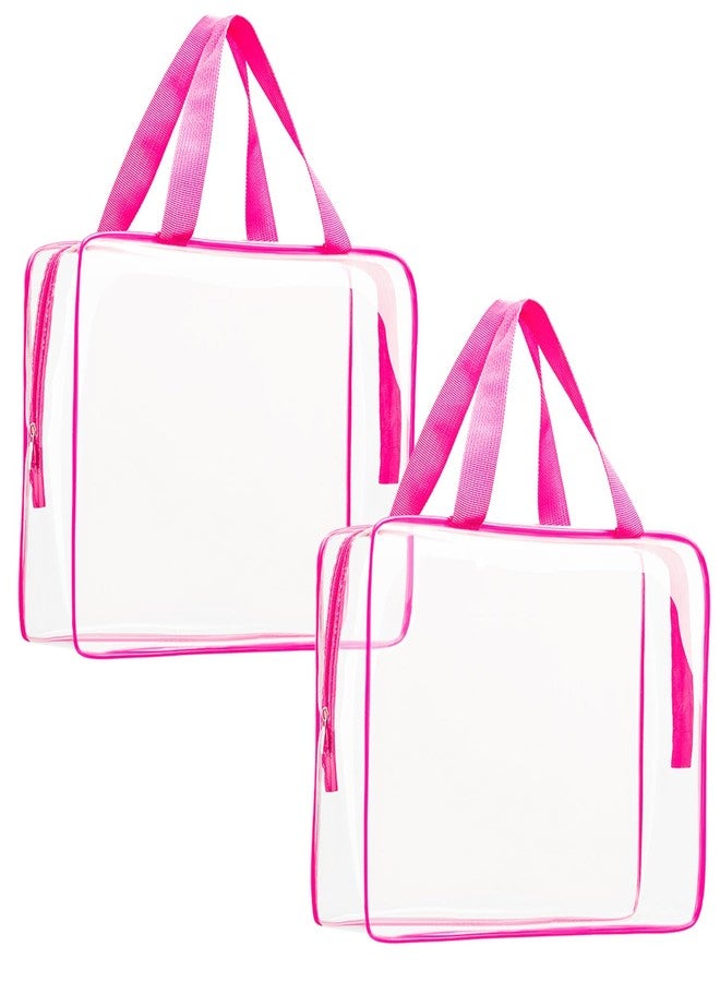 Roybens 2Pcs Crystal Clear PVC Travel Toiletry Bag Kit for Women Men, Waterproof Vinyl Packing Organizer Storage Bags with Zipper Handle Straps, Cosmetic Pouch Carry on Airport Airline Compliant Bag Handbag - Image 1