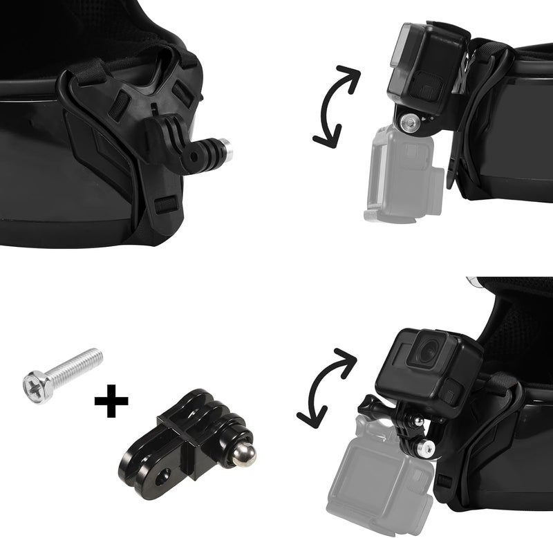 Lupholue Motorcycle Helmet Chin Strap Mount for GoPro and Action Cameras - Black - Image 3