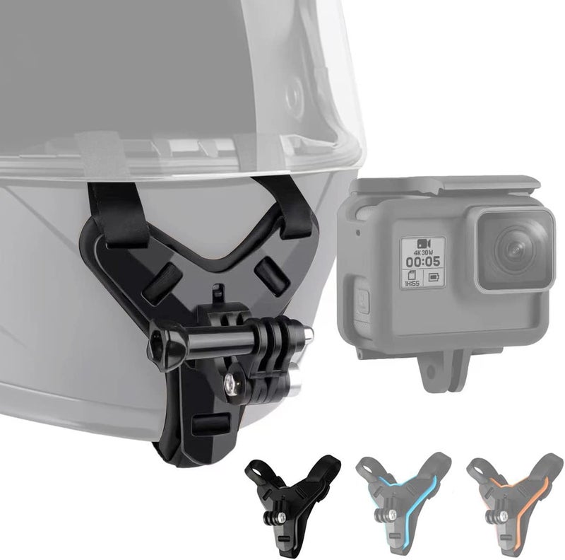Lupholue Motorcycle Helmet Chin Strap Mount for GoPro and Action Cameras - Black - Image 1