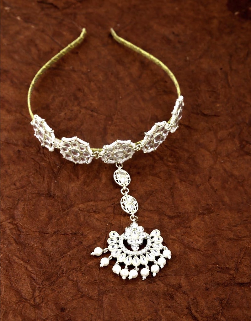 Anuradha Anuradha Art Jewellery Fancy Latest Gold Plated Traditional Floral Kundan Pearl Studded Rajasthani Sheeshphool Matha PattiSheeshpatti for Women - Image 2