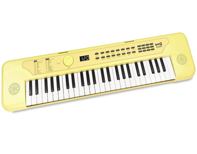 RockJam 49 Key Keyboard Piano, Portable Electronic Music Keyboard with Speakers, USB-C Power or Battery Operation, Headphone Input, 200 Tones, 200 Rhythms, Note Stickers & Lessons - Image 1