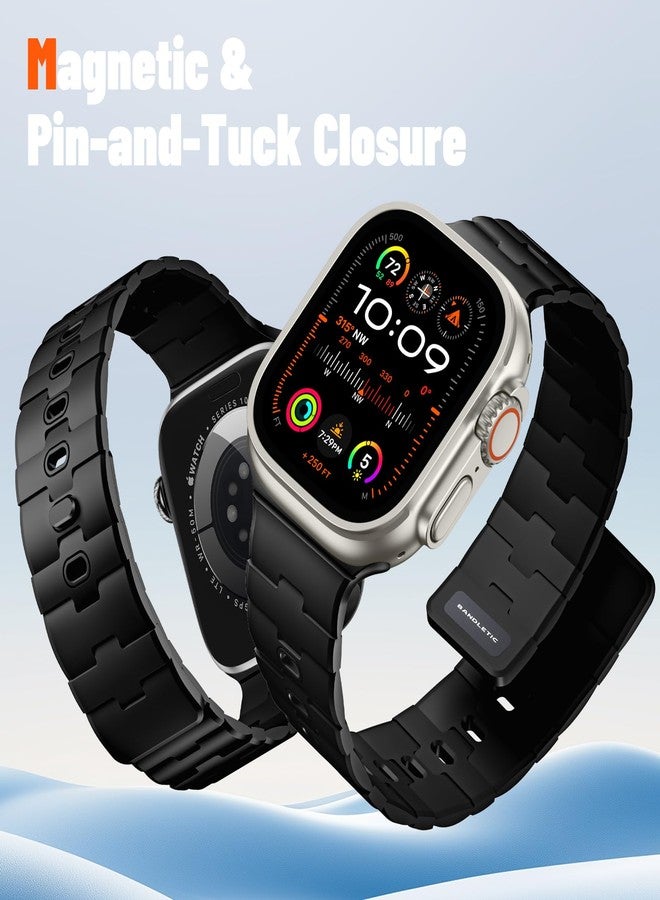 Bandletic سوار مغناطيسي من Bandletic متوافق مع ساعات Apple Watch بمقاسات 49 مم، 46 مم، 45 مم، 44 مم، 42 مم، 41 مم، 40 مم، و38 مم، سوار رياضي مغناطيسي من السيليكون الناعم لساعات iWatch Series 10، 9، 8، 7، 6، 5، 4، 3، 2، 1، SE Ultra، و2 Ultra - Image 2