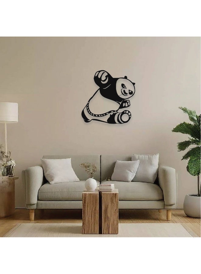 حكاية شمعة لوحة فنية جدارية تأتي بتصميم "نقش كونفو باندا" لتزين جدار منزلك الرائع باللون الأسود المميز - Image 1