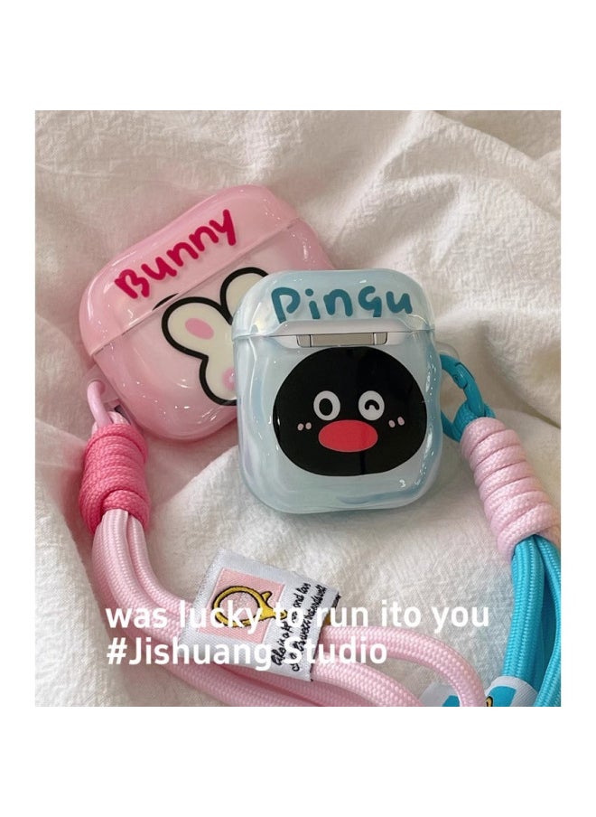 Generic - Ins Cute Cartoon Bear Penguin Suitable For Apple Headset Protective Cover Airpodspro2 Bluetooth Soft Case 4 Generation-Color:Penguin + Lanyard-Applicable Models:Airpods Pro - Image 1