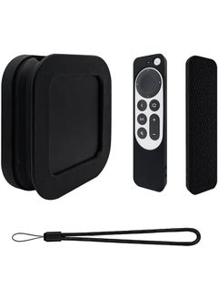 Mingshore For Tv 4K 2022 Set Top Box Holder Wi‑Fi Ethernet 3Rd Gen Tv7 A15 A2843 A2737 Collapsible Cover With Siri Remote Control Sleeve Soft Silicone Protective Case Black