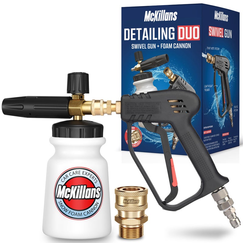 McKillans Pressure Washer Gun with Swivel Foam Cannon Wide Mouth M2214mm Adapter Adjustable Thick Foam Power Washer Gun 38 Male Plug 14 Quick Connector Coupler - Image 2