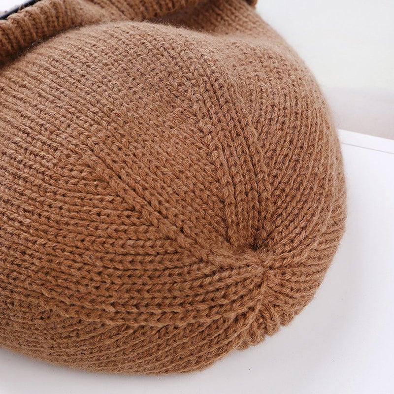 TecHong Unisex Knitted Goggles Beanie - Winter Stylish Skull Warm Cap, Outdoor Sports Fashion Fleece Lining Stretchy Hat Coffee - Image 3