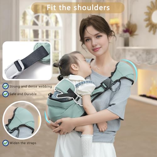 Smanlia Baby Sling Carrier, Baby Carrier Newborn to Toddler Wrpas Carrier Essentials Safety, Portable and Lightweight, Ergonomic-Designed, Non-Slip Hip Seat Carrying 8-55lbs(Black) - Image 3