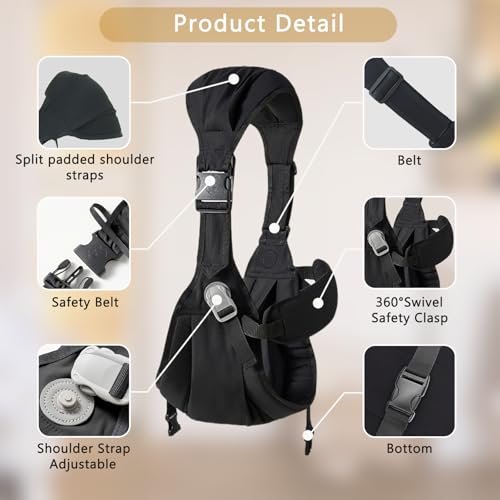 Smanlia Baby Sling Carrier, Baby Carrier Newborn to Toddler Wrpas Carrier Essentials Safety, Portable and Lightweight, Ergonomic-Designed, Non-Slip Hip Seat Carrying 8-55lbs(Black) - Image 5