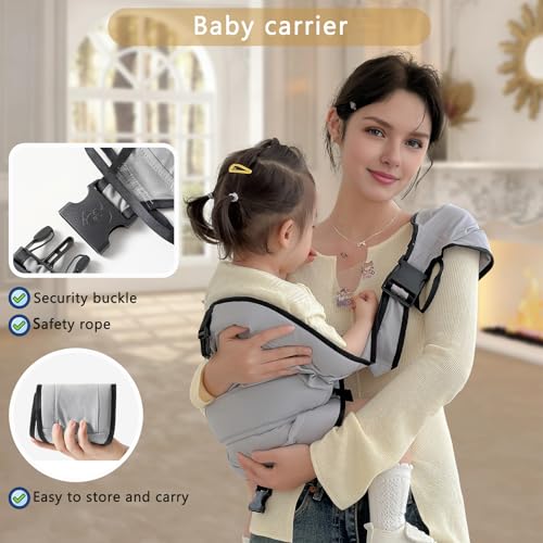 Smanlia Baby Sling Carrier, Baby Carrier Newborn to Toddler Wrpas Carrier Essentials Safety, Portable and Lightweight, Ergonomic-Designed, Non-Slip Hip Seat Carrying 8-55lbs(Black) - Image 4