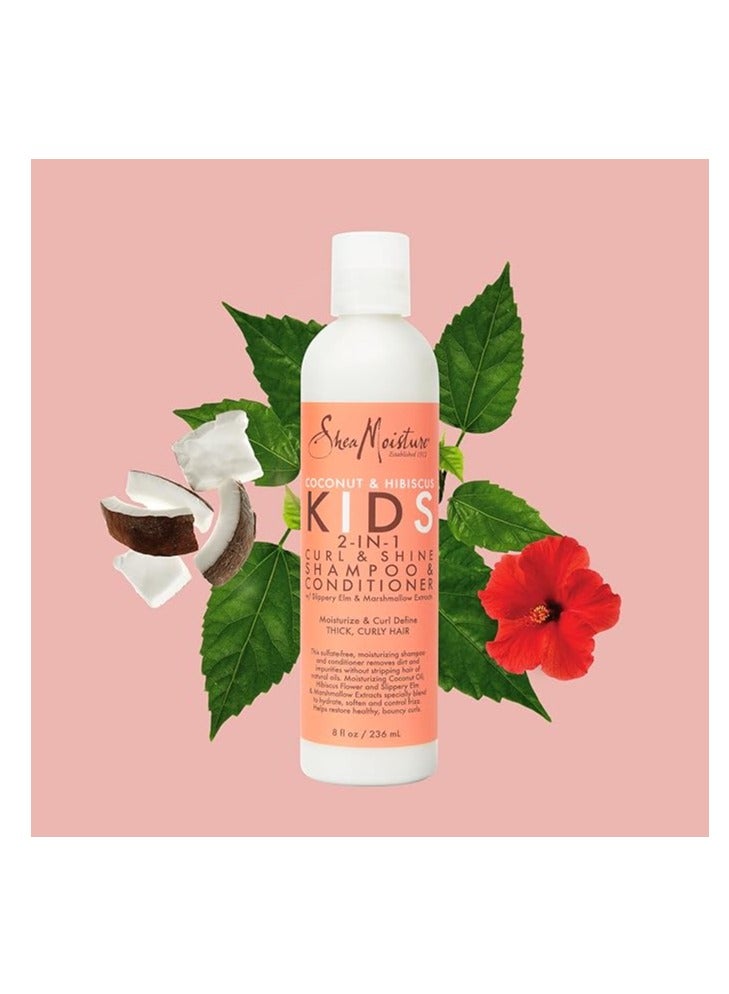 شيامويستر Shea Moisture Coconut Hibiscus Kids 2 In 1 Curl Shine Shampoo Conditioner - Image 3
