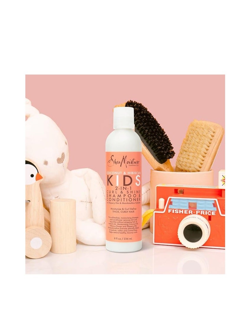 شيامويستر Shea Moisture Coconut Hibiscus Kids 2 In 1 Curl Shine Shampoo Conditioner - Image 5