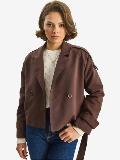 Bianco Lucci LUCCI Oversized Trench Coat with Tie Closure